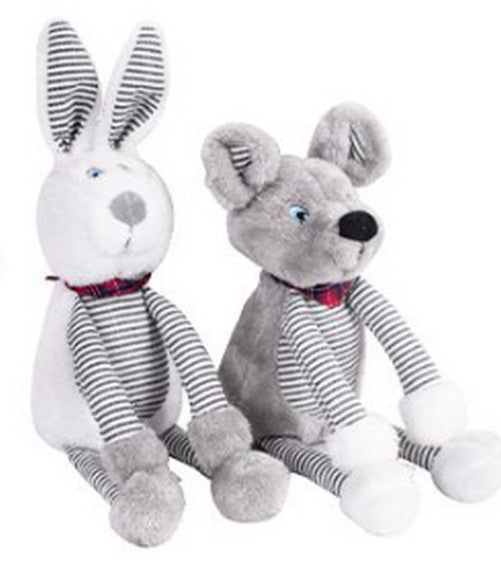 Striped Squeaky Bunny Or Mouse Plush Dog Toy
