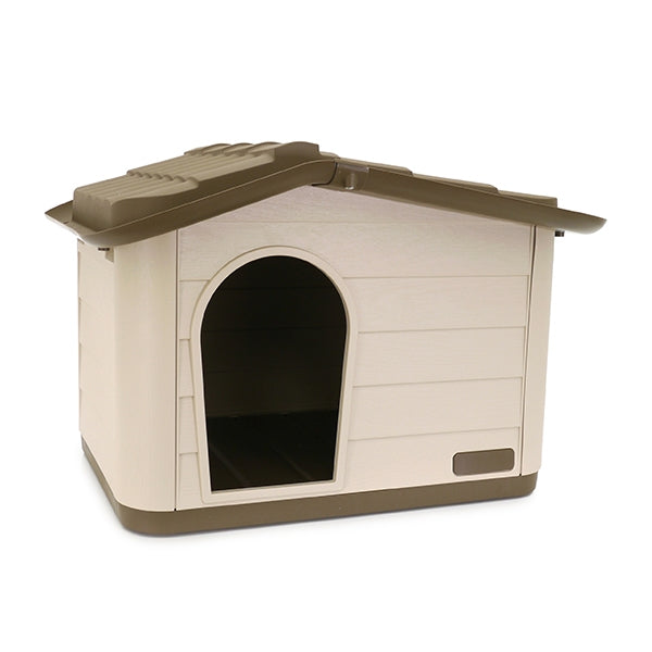 Front view of Knock-down Pet House in brown