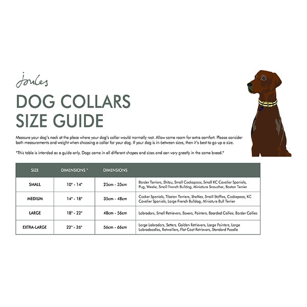 Size chart for Joules Leather Dog Collar