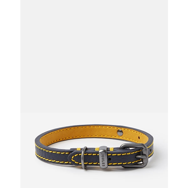 Joules Leather Dog Collar in navy