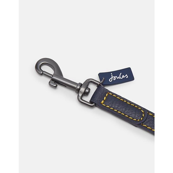 Close up of clip for Joules Leather Lead in Navy