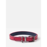 Joules Leather Dog Collar in pink
