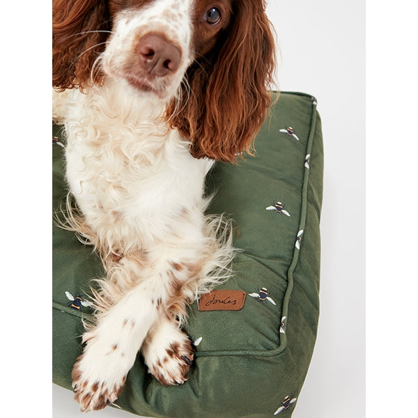 Close up of dog laying on Joules Bee Print Mattress