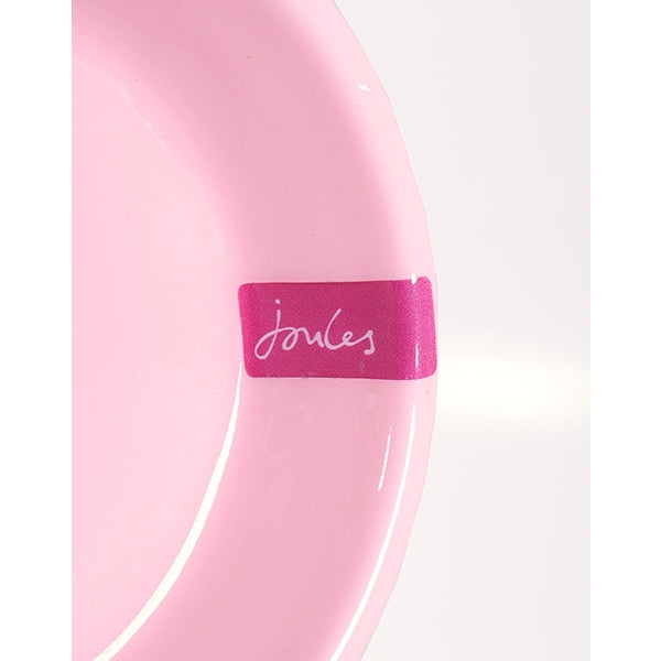 Close up of branding of Joules Cambridge Floral Cat Bowl
