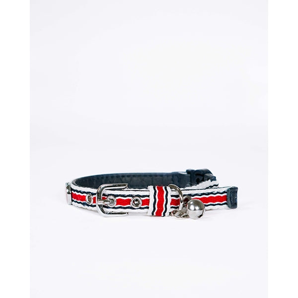 Joules Coastal Cat Collars in white, red and blue