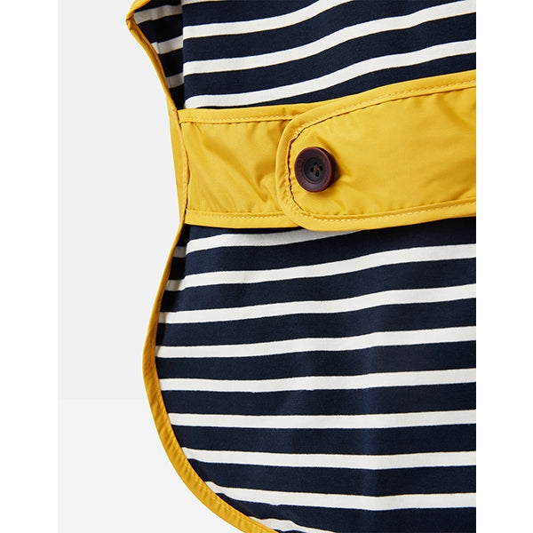 Close up of inside of Joules Raincoat in gold