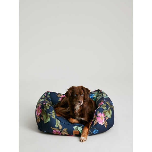 Large dog laying in Joules Botanical Floral Box Bed