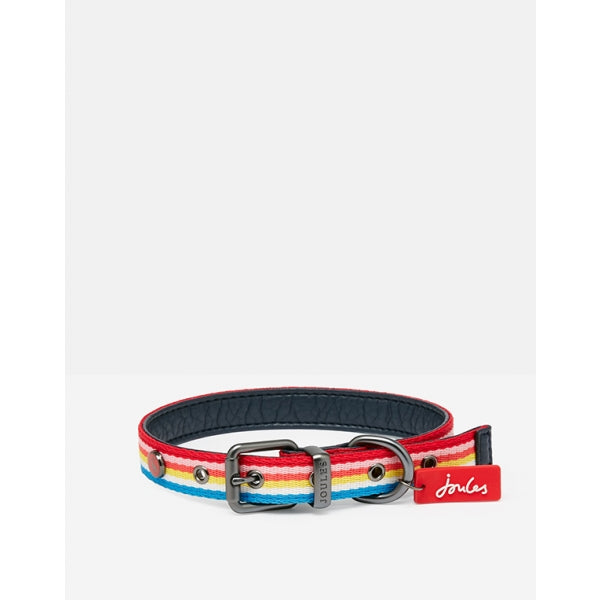 Joules Rainbow Stripe Dog Collar showing buckle