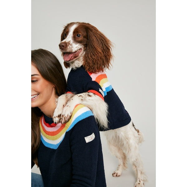 Dog wearing Joules Seaport Chenille Stripe Jumper
