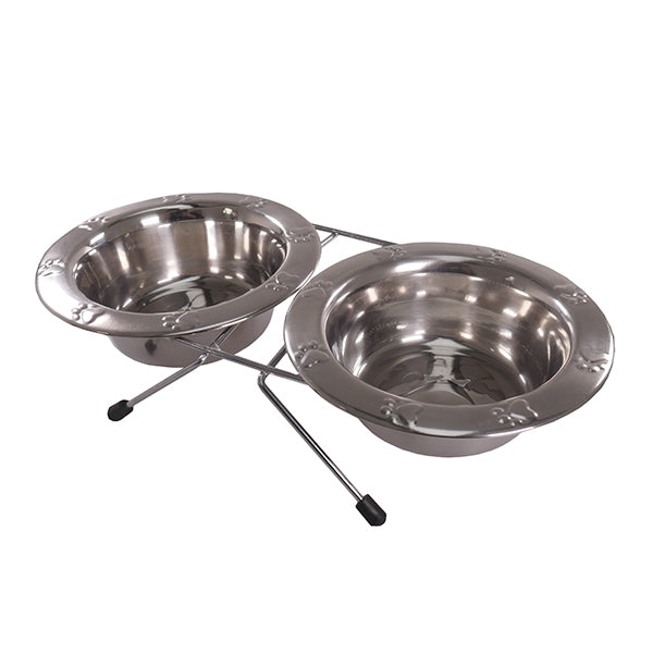 Paw Embossed Wire Double Diner - Small