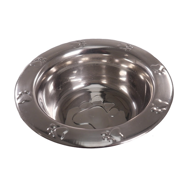 Stainless steel embossed bowl from Paw Embossed Wire Double Diner 