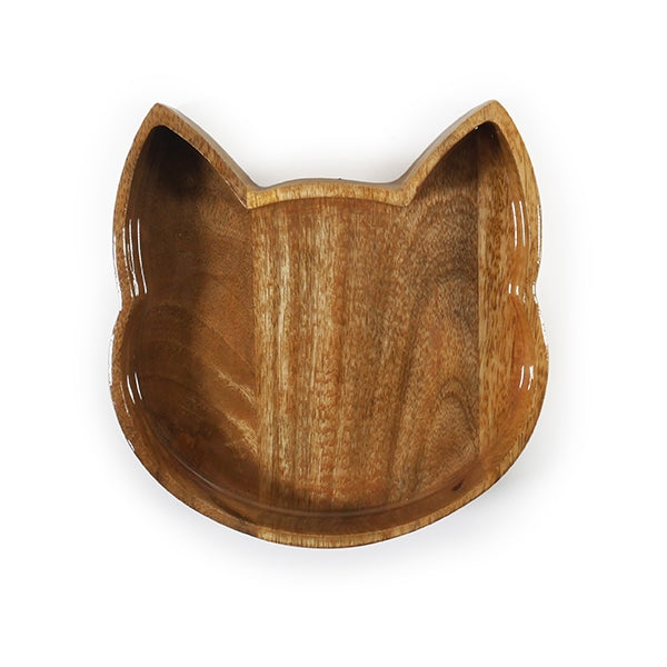 Wooden Cat Shaped Bowl from above