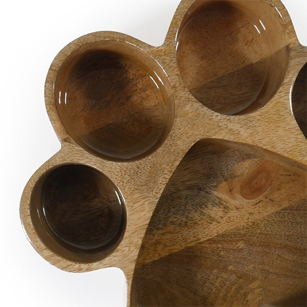 Close up of Wooden Paw Print Bowl