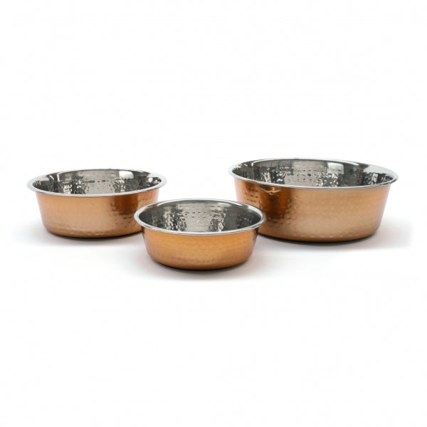 Hammered Copper Pet Bowls of different sizes