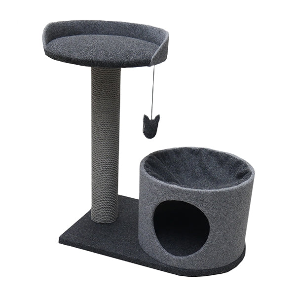 Charcoal Felt Cat House and Perch