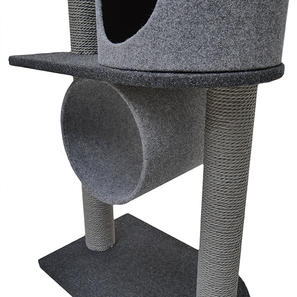 Close up of tunnel on Charcoal Felt Cat Double Tower