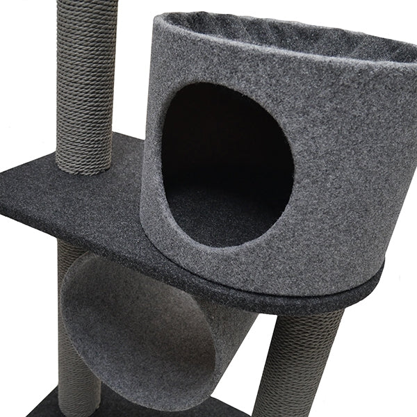 Close up of hide on Charcoal Felt Cat Double Tower