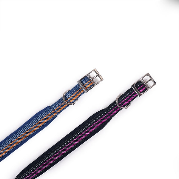 Rosewood Reflective Adjustable Dog Collar in blue and black
