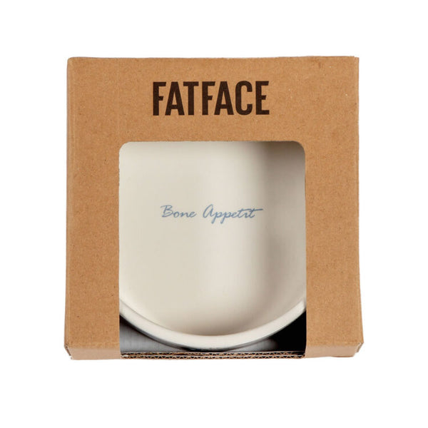 Danish Design FatFace Marching Dogs Pet Bowl in packaging showing inside of bowl