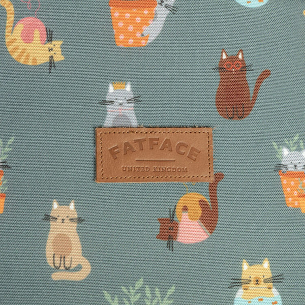 Close up of pattern on Danish Design FatFace Mischievous Cats Cat Cosy Bed