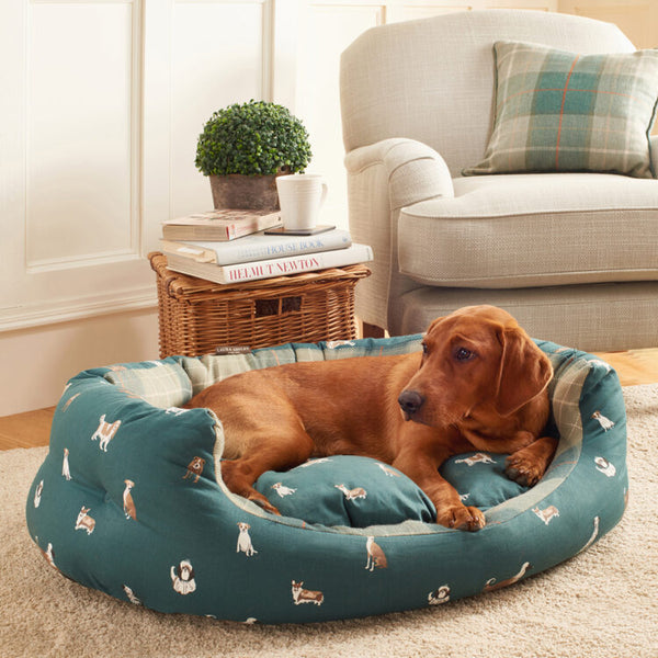 Dog laying in Laura Ashley Park Dogs Deluxe Slumber Bed