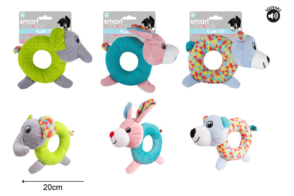 Small Dog & Puppy Ring Plush Toy - 3 Assorted Colours