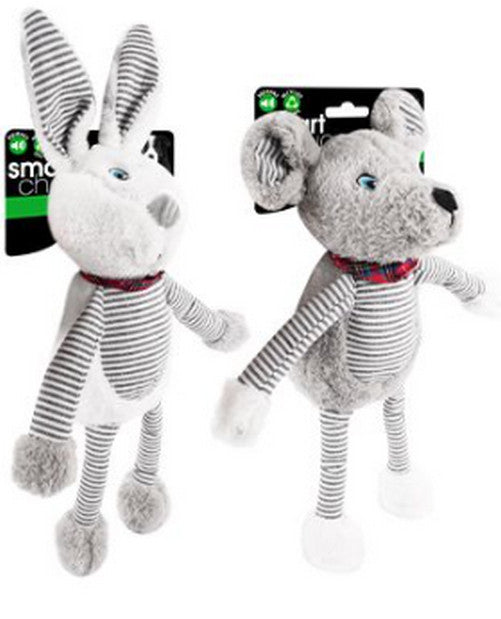 Striped Squeaky Bunny Or Mouse Plush Dog Toy