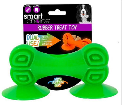 Rubber Bone Treat Dispensing Toy, Suction Feet, Dog Treats, Play