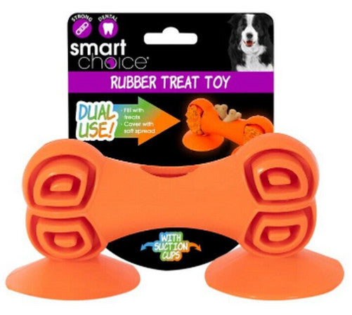 Rubber Bone Treat Dispensing Toy, Suction Feet, Dog Treats, Play