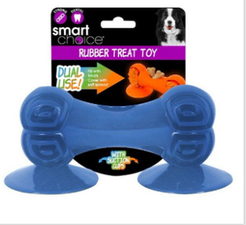 Rubber Bone Treat Dispensing Toy, Suction Feet, Dog Treats, Play