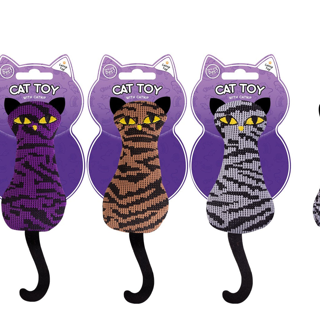 Cat Shaped Catnip Toy - 3 Colours (purple, orange and grey)