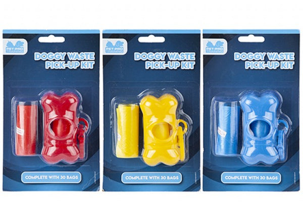 Doggy Waste Pick Up Dispenser With Bags - Assorted Colours