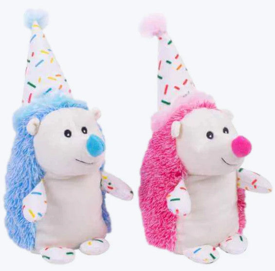 Smart Choice Happy Birthday Hedgehog Soft Plush Squeaky Dog Toy, 2 Colours