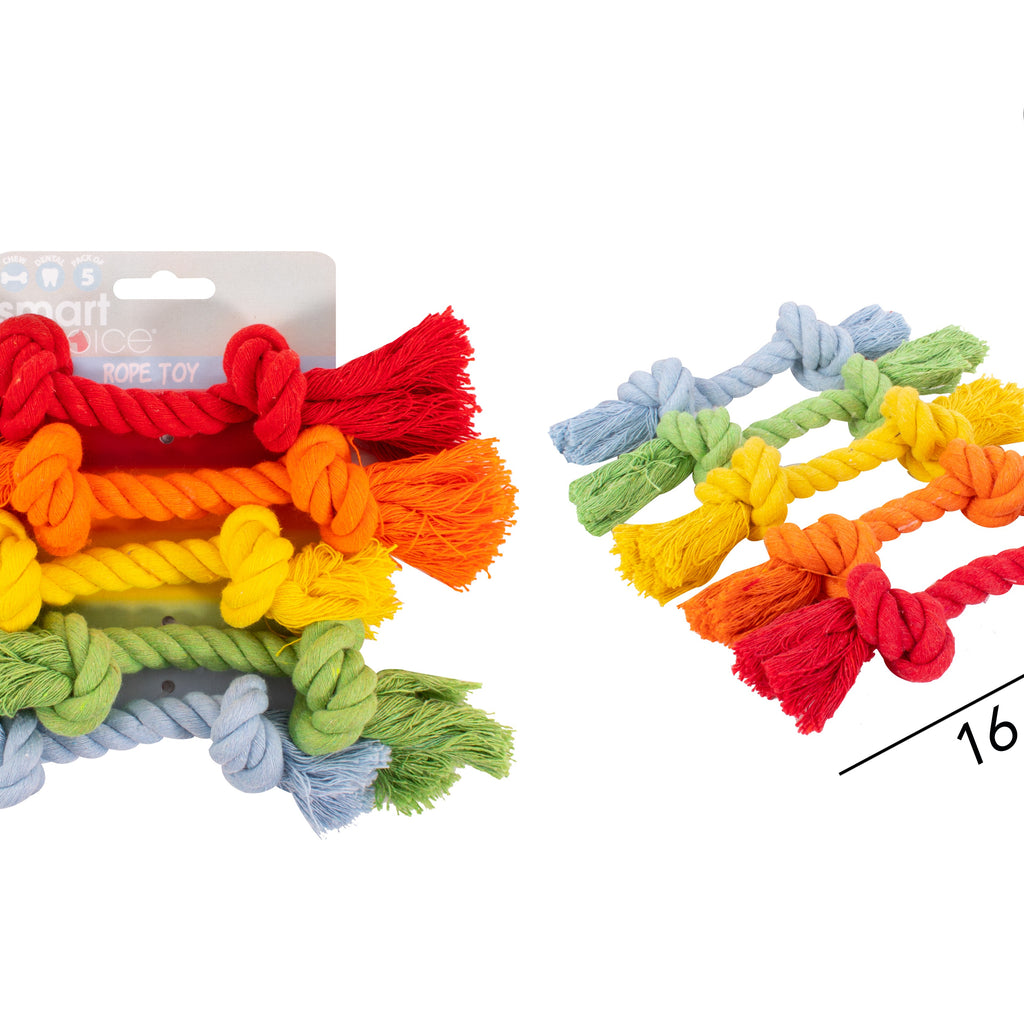 Rainbow Puppy Rope Tug Toys - 5 Pack
