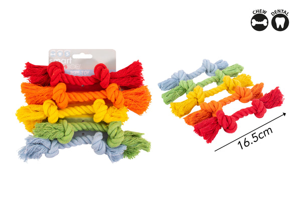 Rainbow Puppy Rope Tug Toys - 5 Pack