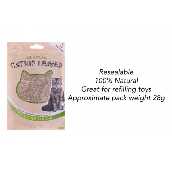World of Pets 100% Natural Catnip Leaves - resealable, 100% natural, great for refiling toys, approximate pack weight 28g