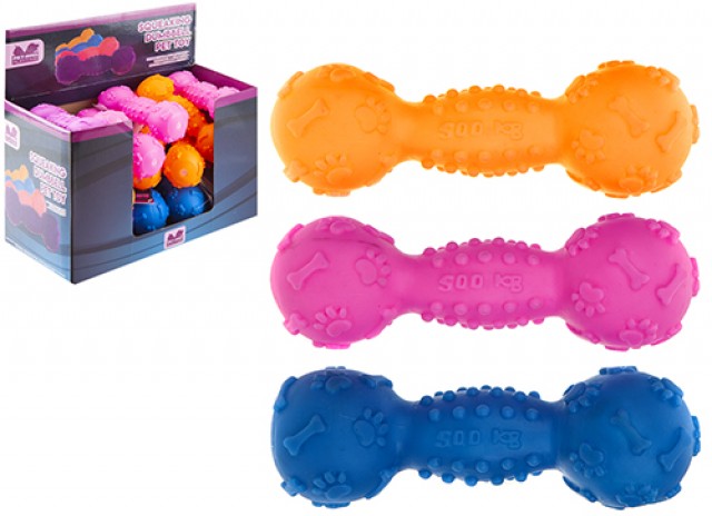 Squeaking Dumbbell Dog Toy - Assorted Colours