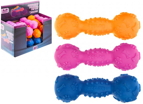 Squeaking Dumbbell Dog Toy - Assorted Colours
