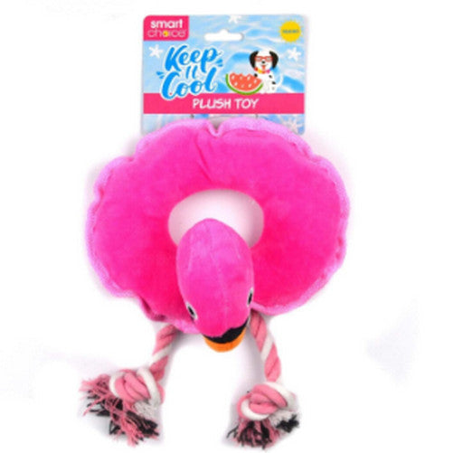 Smart Choice Plush Squeaky Dog Toy, Turtle or Flamingo