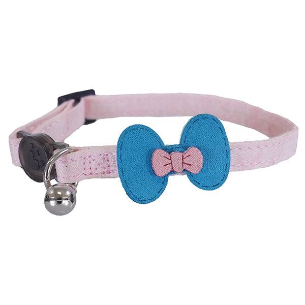 Designer Pink & Teal Bow Cat Collar