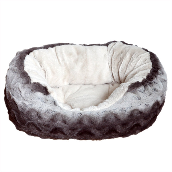 Grey & Cream Snuggle Plush Bed