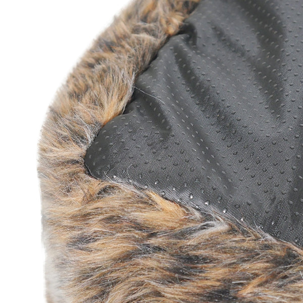 Close up of underside of Brown Cosy Fur Print Bed