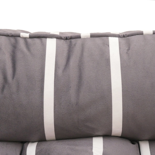 Close up of Grey Velvet Stripes Bed