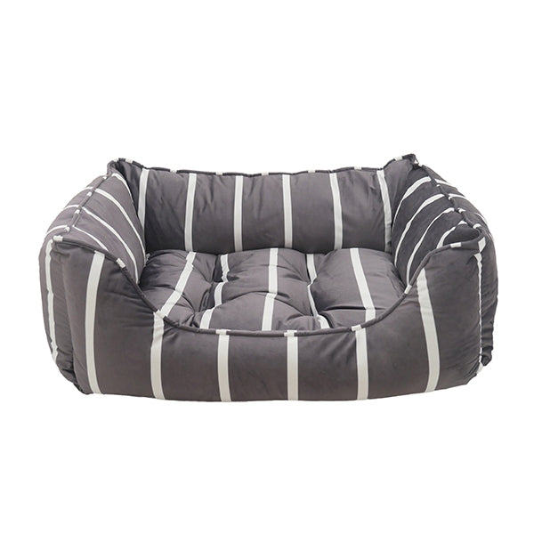 Grey Velvet Stripes Bed