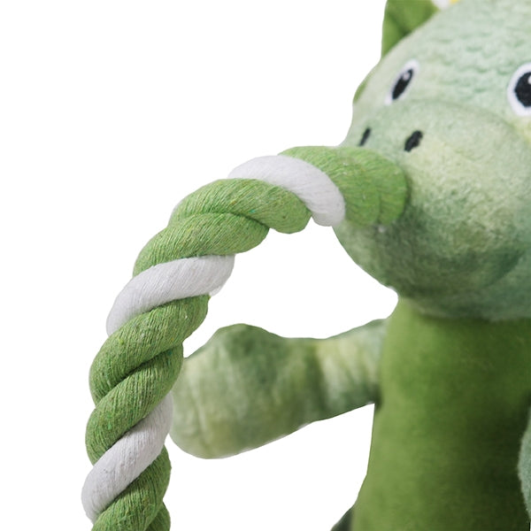Close up of rope on Super Tough Plush – Green Rope Dragon