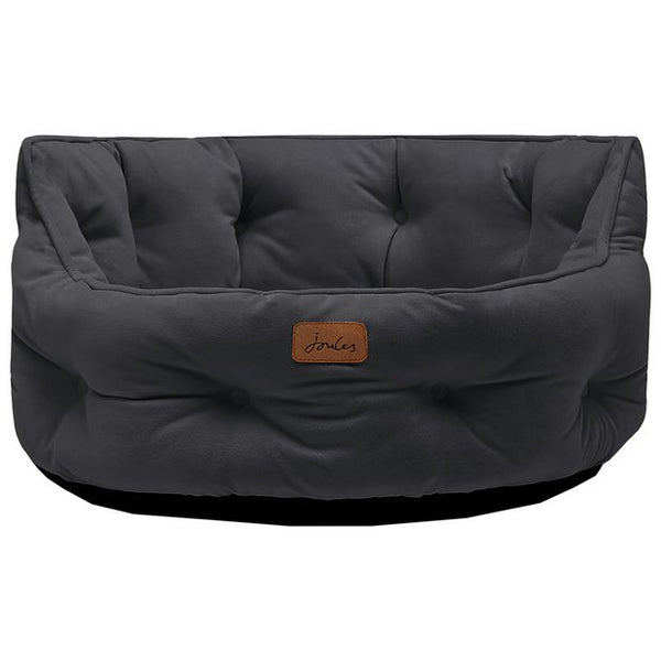 Front view of Joules Chesterfield Pet Bed in grey