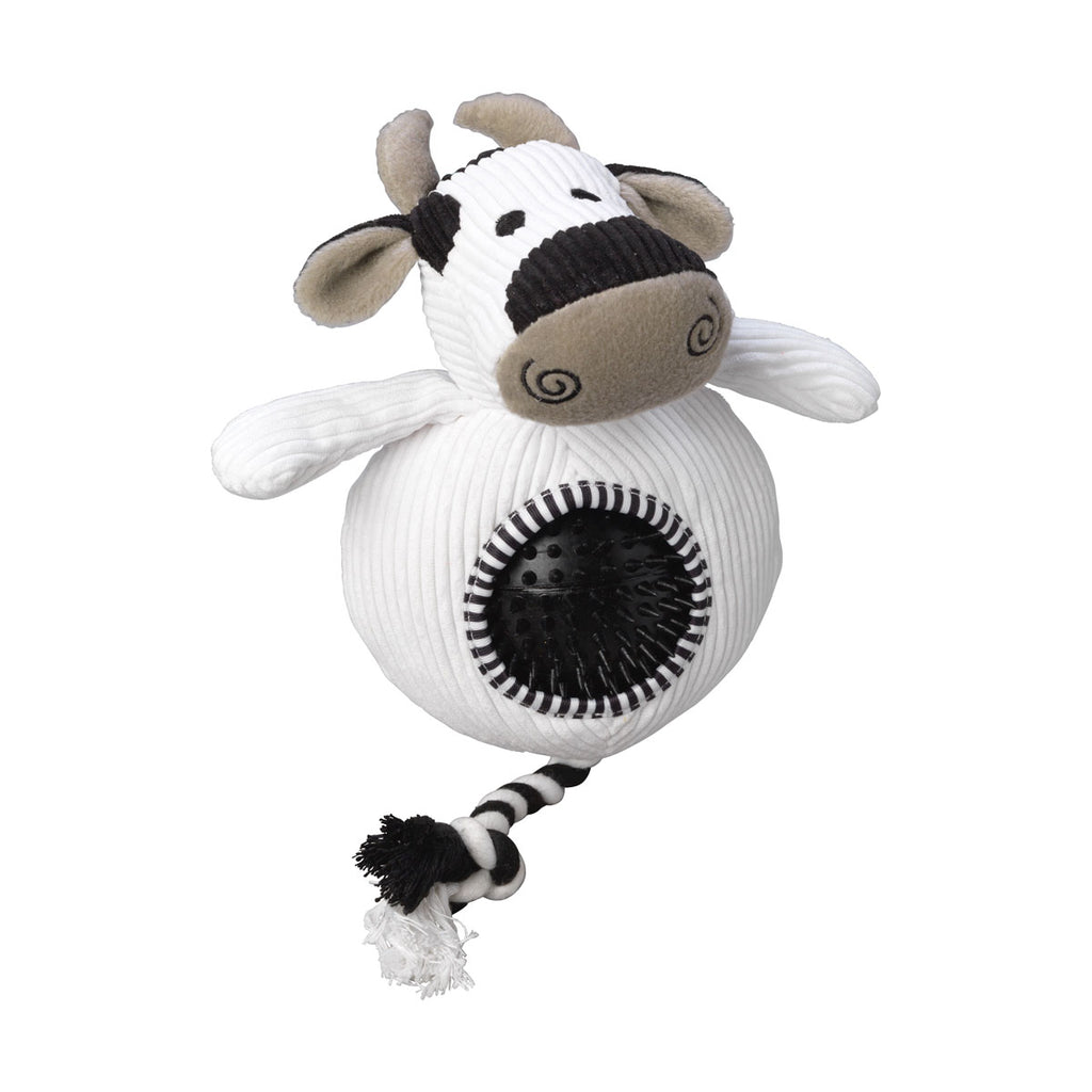 House of Paws Cord Toy with Spiky Ball - Cow