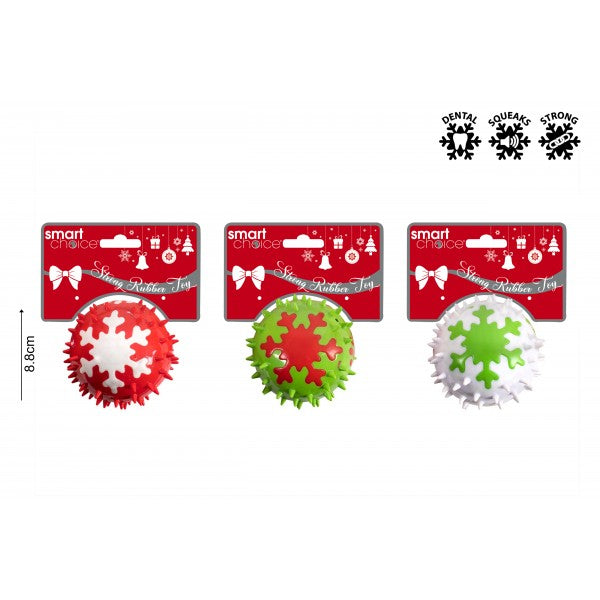 Spikey Rubber Snowflake Ball Dog Toy