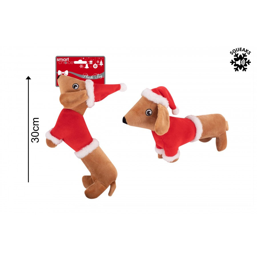 Plush Sausage Dog Christmas Dog Toy