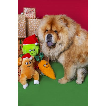 Large Plush Christmas Dog Toys - Turkey, Carrot, Brussel Sprout